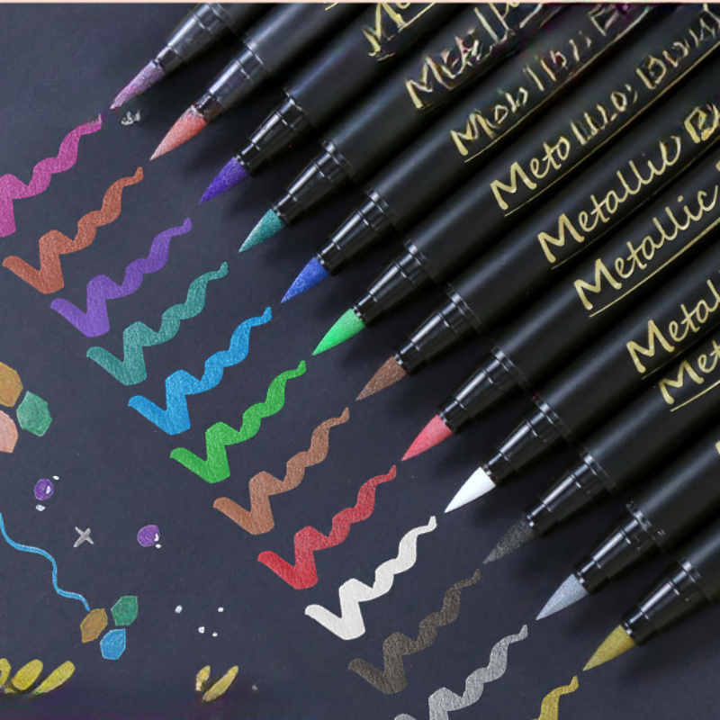 Art And Craft For Mother'S Day - 10 Marcadores Metálicos con Purpurina, Doble
