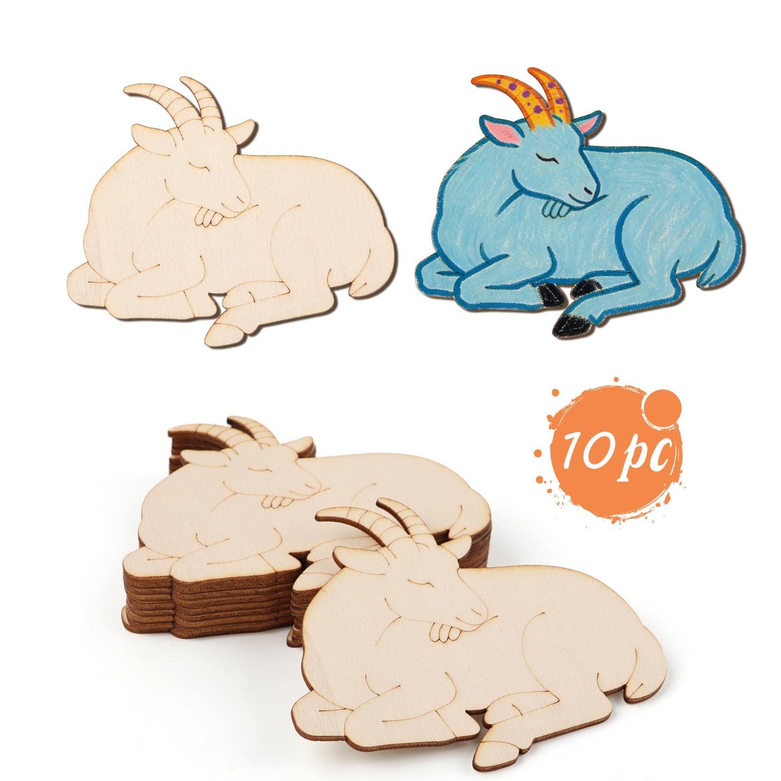 Art Craft Animals - Juego de 10 Adornos de Madera